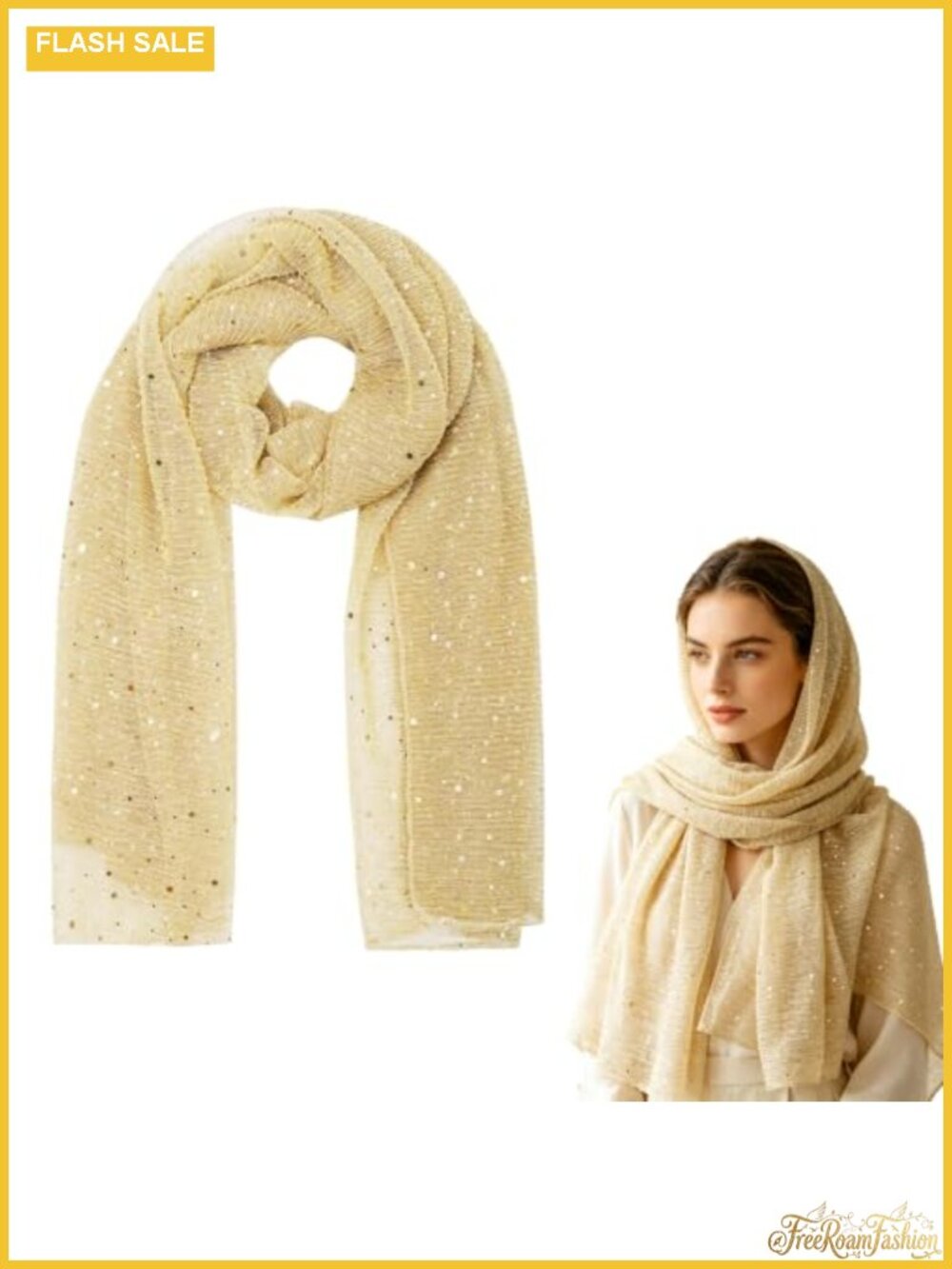 Sequin Mesh Shawl Scarf Elegant Festival Head Wrap for Women